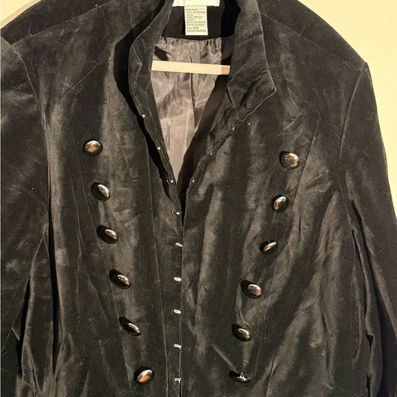 Newport News Black Velvet Trench Coat - Picture 4 of 6